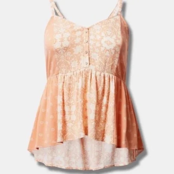torrid Peach Floral Babydoll Style Tank - Picture 4 of 5